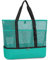 UYLIA Tote Bolsa Playa de Malla Grande Familiar Mujer Hermosa y Duradera Bolsa Termica Playa con Cremallera Bolso para Playa Viaje Compras Camping Vacaciones Juguetes (Verde)