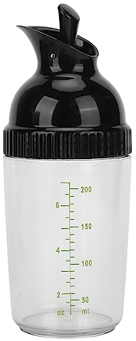 Shaker à Vinaigrette 200 Ml, sans BPA pour éviter les Fuites, Pot à Vinaigrette avec Couvercle, Bouteille Shaker à Vinaigrette pour Assaisonnements, Sauce Soja, Huile de Vinaigre(Noir)