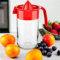 Glass Jar Manual Hand Juicer Citrus Lime Orange Lemon Fruit Press Squeezer Strainer Maker Extractor Fresh Juice filter Healthy Kitchen Gadget Practical Non Slip No Electricity No Noise 660ml (Red)