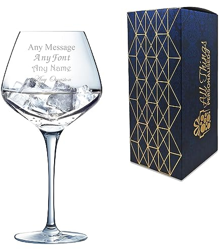 Personalised Engraved Crystal Gin Glass, Sublym Gin Glass, 600ml or 21oz, Gift Boxed, Lead Free, Customise with Any Message, Engraved in The UK