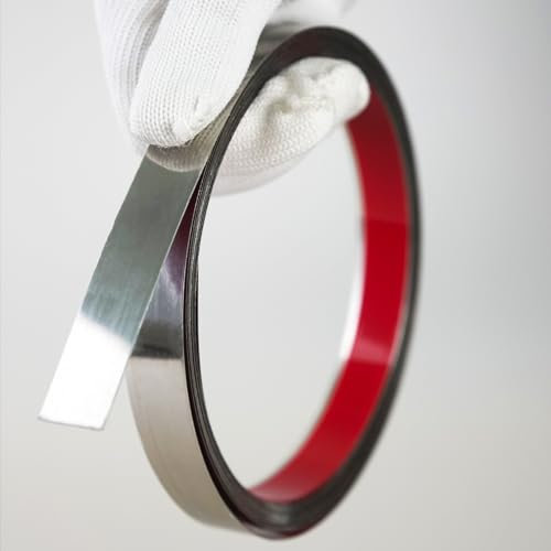 Hungbak Peel and Stick Metal Trim, Flexible Stainless Steel Molding for Wall, Fireplace, Mirror Frame, Craft and Home Decoration (Shiny Silver), 20 ft x 0.6 in