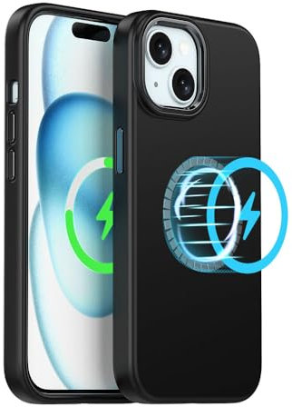 TECHGEAR iPhone 15 Plus Magnetic Silicone Case, Premium Liquid Silicone Anti-Scratch Compatible with MagSafe Soft Gel Rubber, Microfibre Lining Shockproof Phone Case For iPhone 15 Plus 6.7 - Black