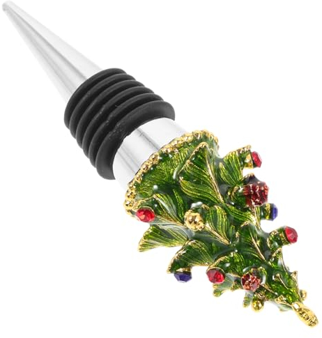 BUGUUYO Wine Stopper Christmas Tree Design Zinc Alloy Bottle Plug for Holiday Festive Parties Airtight Wine Bottle Seal