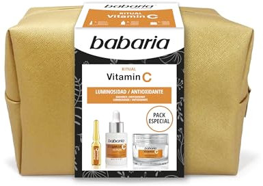 Babaria - Packung mit Gesichtscremes für Damen, Vitamin C, Geschenkpackung, inklusive 2 ml, Vitamin C-Serum 30 ml und Gesichtscreme 50 ml, spendet Feuchtigkeit und Aufhellung, Antioxidant und
