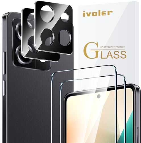 ivoler 2 Piezas Cristal Vidrio Templado Protector de Pantalla para Xiaomi Redmi Note 13 5G / Redmi Note 13 Pro 5G / Poco X6 5G, con 2 Piezas Protector de Lente de Cámara, Antiarañazos, Sin Burbujas