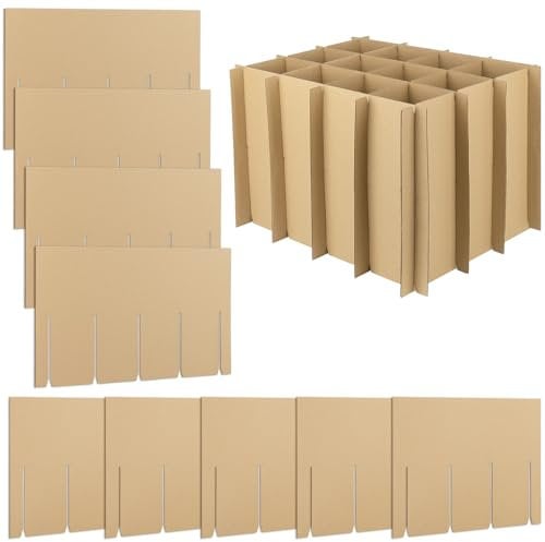 Golden State Art 4-Set Cardboard Dividers for 18 x 14 x 12 Inch Moving Box, Wine Glassware Divider, Brown