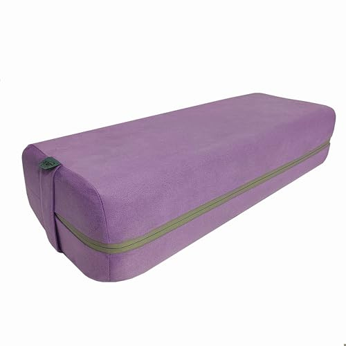 NGT Yoga Bolster Pillow, Rectangular Cushion with Foam Wedges, Washable Suede Cover, Meditation Support with Handles