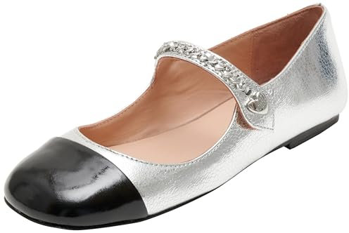 Love Moschino Ballet Flats Women Silver Black 4 UK