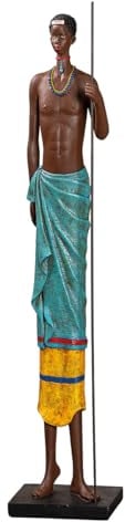 Casablanca Deko große Figur Skulptur XXL - afrikanische Dekofigur Mann aus Kunstharz Farbe: Braun Mehrfarbig - Dekoration Geschenk Höhe 82,5 cm