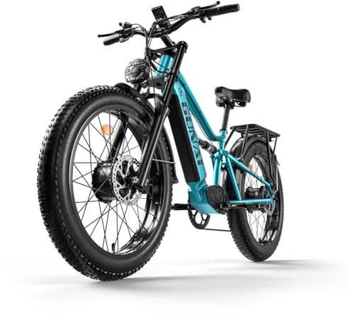GUNAI-M2 Bici elettrica a doppio motore con batteria da 48 V e 17,5 AH, bici con pneumatici fat a 7 velocità e sospensione completa