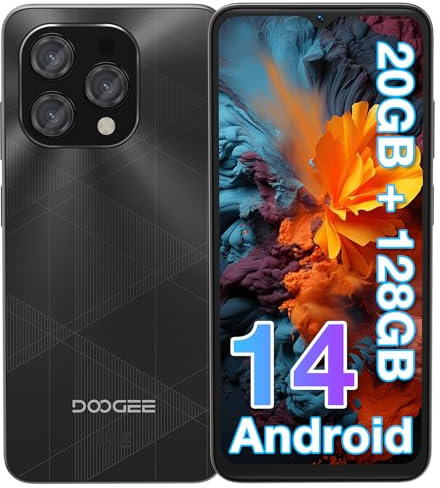 DOOGEE N55 Plus Smartphone 2024, 20GB RAM + 128GB ROM(TF 1TB), 6,56 HD+ 90Hz Telefono, Android 14, Octa Core, 13MP+8MP Cellulare, 4G Dual SIM, Face ID, 5150mAh, OTG, GPS Smartphone