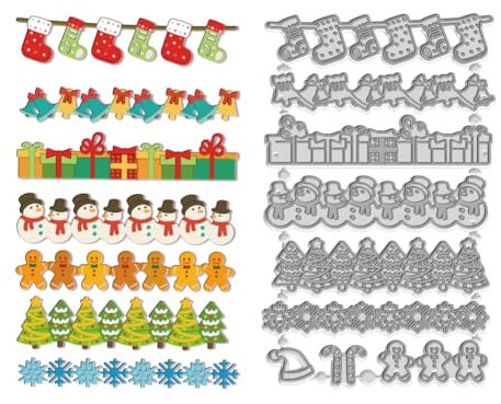 WADORN Stanzschablonen Aus Karbonstahl Mit Weihnachtsbaum Und Schneemann, Prägeschablone Aus Karbonstahl Mit Weihnachtsmotiv Für Die Herstellung von Scrapbooking Zur Weihnachtskartendekoration