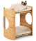 Maxmass 2-Tier Cat Tree with Removable Plush Cushions, Natural Bamboo Frame & Side Cat Holes, 40x33x41cm Condo for Indoor Kittens