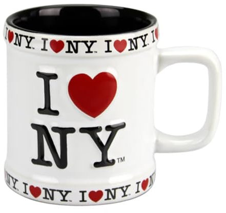Artisan Owl I Love NY Design Coffee Mug - 11 oz Ceramic Cup, New York Souvenir (White)