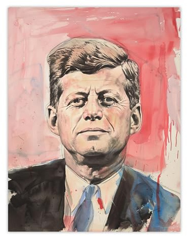 Artery8 John Kennedy JFK USA President Watercolour Man Cave Large Wall Art Poster Print Thick Paper 18X24 Inch