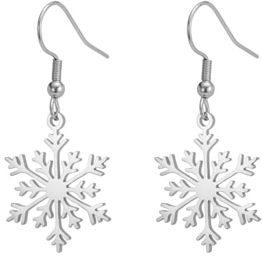 KKJOY Schneeflocke Ohrringe Edelstahl Winter Mode Anhänger Ohrringe Weihnachten Party Schmuck für Frauen
