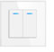 LUCKCDUO Interrupteur mural moderne en verre avec double commande et indicateur fluorescent, blanc