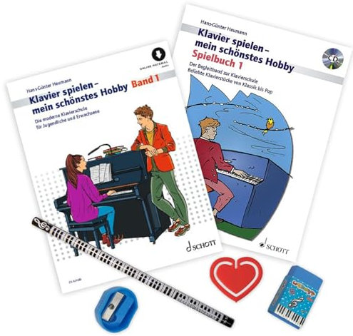 Klavierspielen - mein schönstes Hobby Band 1 und Spielbuch 1 ( ED 8246D, ED 22681D, 9783795725655, 9783795729363) + Soundman-Notenheft + 2 Notenbleistifte (Starterset)