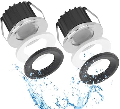 SIGMALED LIGHTING, Mini-LED-Einbaustrahler 3W, Spritzwassergeschützt für den Außenbereich, dimmbar, Warmweiß 3000K, 300 Lumen, IP54 Runde Einbauspot, 220V / 230V AC, 2er-Pack (1 Box mit 2 Stuck)