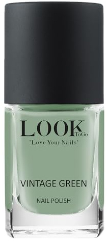 Veganer Nagellack VINTAGE GREEN NP 143 von Look To Go – 21-free, schnelltrocknend & langanhaltend, PETA approved, Made in Germany, 12 ml
