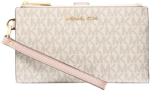 Michael Kors Damen Jet Set Double Zip Wristlet Geldbörse mit Handgelenk, Vanilla/Soft Pink