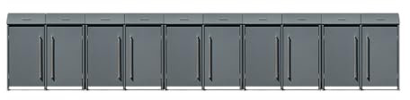 Westmann Mülltonnenbox Moderna 10 | Metall Mülltonnenverkleidung für 10x240 L Tonnen | Pulverbeschichteter Stahl | Anthrazit RAL 7016 | Höhenverstellbare Füße & Gasdruckfedern