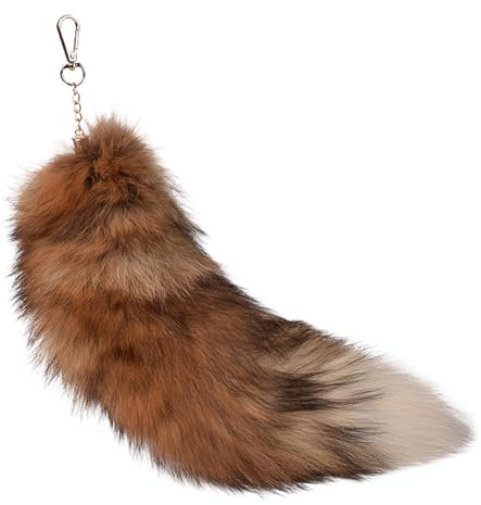 VARKAGE Flauschiger Therian Fuchs Schwanz Schlüsselanhänger - Weiches Fell, Realistische Farben, Langlebig, Perfekt für Cosplay und Mittelalterfeste