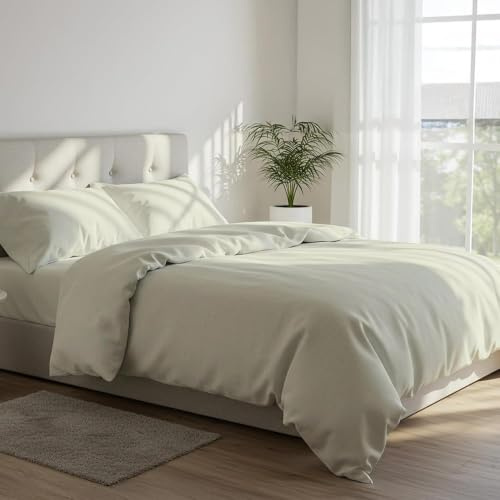 DANYDude 100% Egyptian Cotton 400TC 4PC Double Duvet Cover and Pillowcase Set | Hypoallergenic Machine Washable, Double Bed Quilt Cover Set