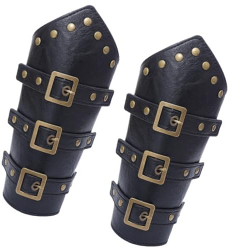 Fazvncv 1 Paar Mittelalterliche Leder-Armschützer für Herren, Rollenspiel, Kostüm, Handgelenkbandagen für Männer und Frauen