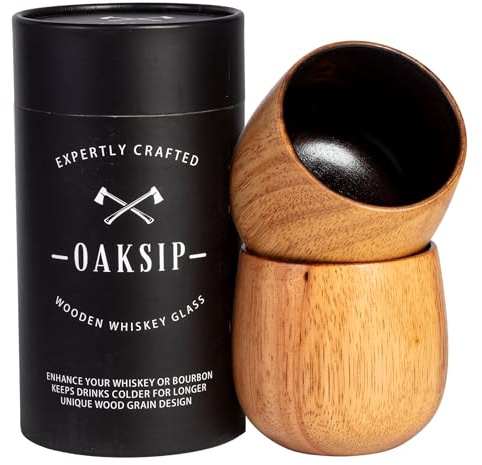 The Original Charred Wooden Bourbon Drinking Glass Bourbon Gifts for Men | Whiskey Glasses For Dad | Great Whiskey Gifts for Men Who Have Everything | Perfect Presents For Boyfriend or Dad (2 Pack)