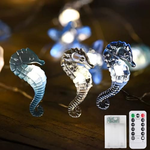 Sunshine Smile Maritim Meerestiere Lichterkette - 3M 30LED Muschel mit Timer für Kinderzimmer, Innen