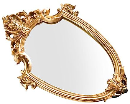 VICASKY Spiegel Rund Runder Barock Retro Vintage-Spiegel Dekoration Scalloped Mirror for Bathroom Vintage Gold Wand Verkleidung Groß Goldspiegel Rustikal Schminkspiegel Antik Montiert Bad