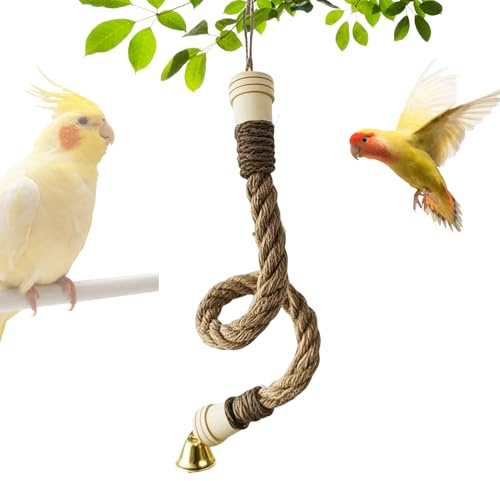 Farbige Vogelstange – Seilstange, Swing-Käfig, Ständer | Seilsitzstange für Papageien, Klettergerüst für Wellensittiche, Swing-Käfig
