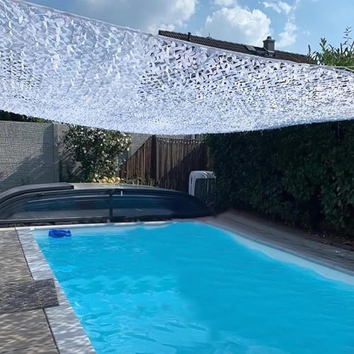 Red de camuflaje militar reforzada blanco/nieve, 1 1.5 2 2.5 3.0 3.5 4.0 m, Protección solar y vela de sombreado anti-UV, para terraza pérgola jardín cortina decorativa resistente(3.5×8 (m)/11.5×26.2f