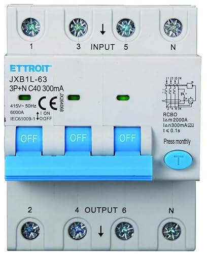 IXTRIMA Interruttore Magnetotermico Differenziale 3P+N 40A 300mA 380V-6KA CLASSE A 300mA per Guida DIN - 4 Moduli DIN - Protezione Circuiti e Sicurezza Impianti