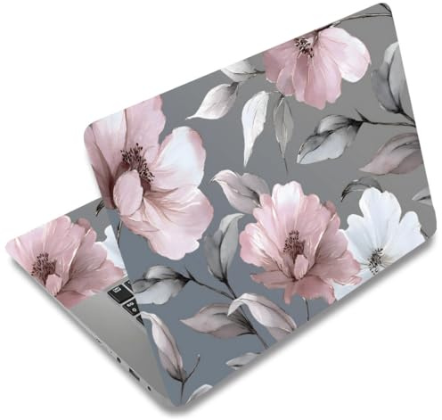 SUPERDANT Laptop Notebook Haut Aufkleber Cover Deco Blumen Schutzfolie PC Computer Kunst Folie Universal Passend Für 12 13 13 3 14 15 15 4 15 6 Zoll Rosa Grau