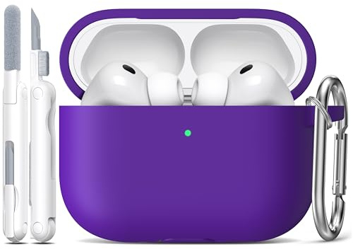 R-fun für AirPods Pro 3 Hülle (2025), Weiche Silikon Schutzhülle Cover Kompatibel mit Apple AirPods Pro 3. Generation (USB-C Kabel) für Damen Herren mit Reinigungsset und Schlüsselanhänger, Lila