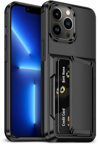 Vunake für iPhone 13 Pro Hülle mit kartenfach Wallet Max 5 Karten für Hülle iPhone 13 Pro Heavy Duty Hard PC TPU Silikon Schutzhülle Stoßfest Schutzhülle für Handyhülle iPhone 13 Pro Schwarz