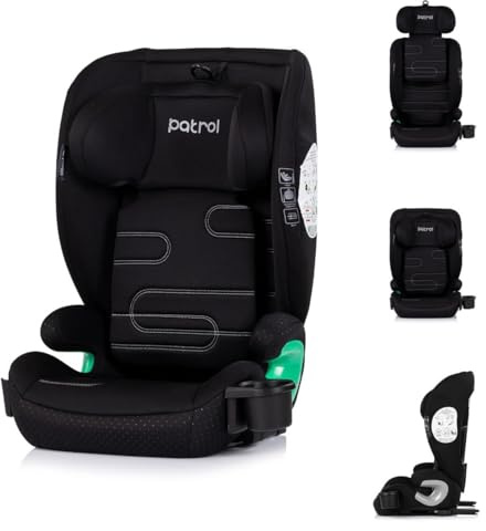 Chipolino Kindersitz Patrol i-Size Isofix (100-150cm) Kopfstütze Getränkehalter schwarz