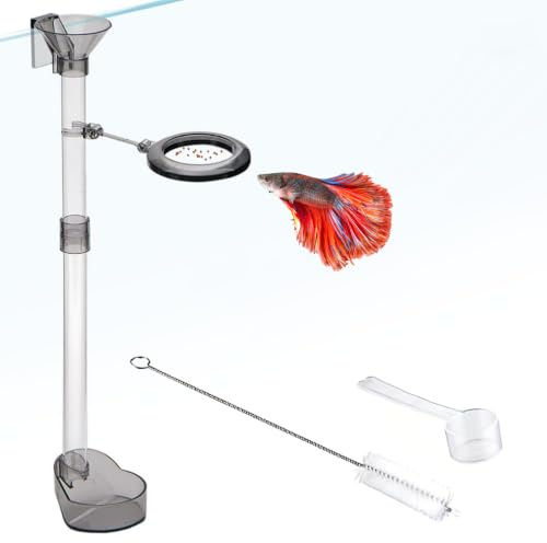 Pyralidsg Cuenco de Alimentación para Camarones con Tubo, 21-27.5CM Ajustable Tubo de Alimentación para Camarones, Multifuncional Comedero Peces, para Pecera, Camarón, Cangrejo