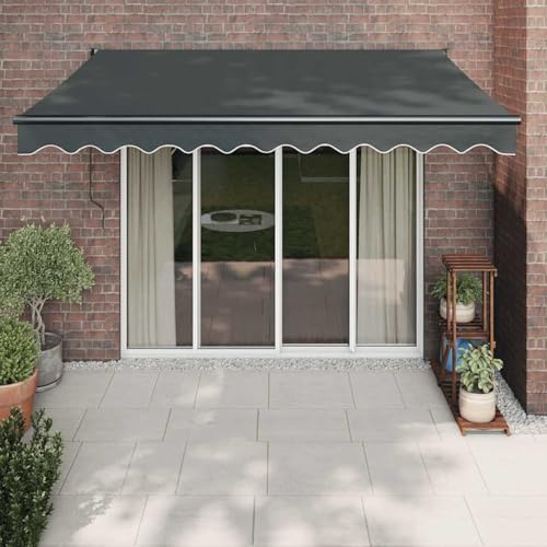 ACAGALA Elektrische Gelenkarmmarkise 3,5x2,5m, Markise Automatisch mit Fernbedienung und Handkurbel, Sonnenmarkise Sonnenschutz für Terrasse Balkon Garten, Anthrazit(anthrazit Rahmen)