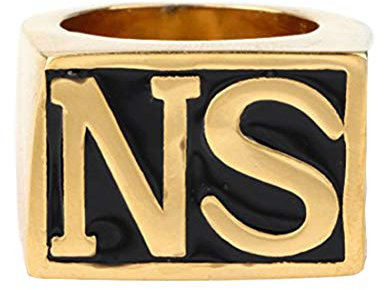HIJONES Schmuck Herren Edelstahl Biker Ringe, NS, Weinlese, Gold und Schwarz, Größe 68 (21.6)