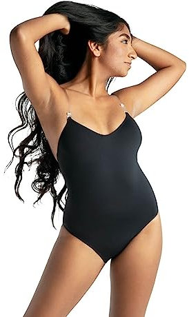 Capezio Camisole Leotard with Clear Transition Straps, Black, Large