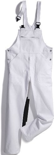 BP Workwear Basic 1413-060-21 Latzhose - Verstellbarer Bund - Kunststoff-Clip-Verschlüsse - Reine Baumwolle - Normale Passform - Größe: 50 - Farbe: weiß