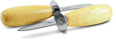 Cuchillo para ostras de 15,24 cm, ostras, abridor de ostras, cuchillo de almeja, cuchillo de mariscos, abridor de mariscos, herramienta de acero inoxidable, con protector de mano de vaina, mango de madera, juego de 2