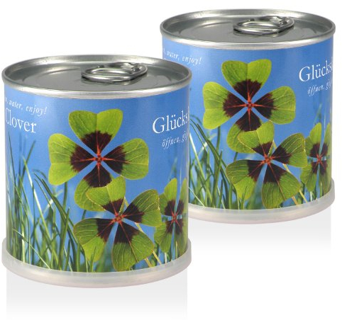 MacFlowers® | Anzucht-Set vierblättriger Glücksklee | 2 Stück | Eine Sorte Klee | Nachhaltiges Geschenk in instant gardening Blumendosen im Sparset