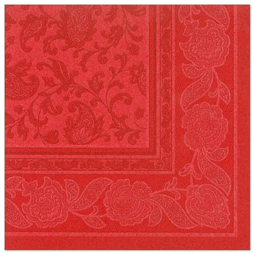 Papstar Servietten / Tissueservietten rot Royal Collection, Ornaments (50 Stück) 40 x 40 cm, 1/4-Falz, für Gastronomie, Haushalt oder Feste, FSC-zertifiziert, Stoffoptik, #11667