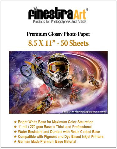 8.5 X 11 50 Sheets Premium Glossy Photo Paper 270G 11mil [Office Product] by Finestra Art