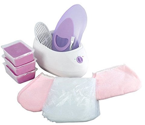 4L Wax Heater set Hug Flight® Professional Paraffin Wax Bath Warmer pot Aluminum waxing Kit Pack With Brush & Booties & Mitts & 50 x Bag & 450g x 3 Lavender