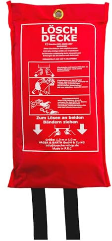 Häger - Löschdecke High Performance 100x100 cm - Gegen Entstehungsbrände & Fettbrände - Für Sicherheit in Haushalt, Küche & Auto - Brandschutzdecke für Haushalt, Küche, Grill